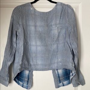 Cloth&Stone Distressed 2-Layer Gauze Button Shirt